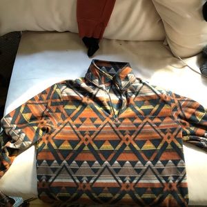 Patterned, multi colored, Eddie Bauer, fleece, pullover